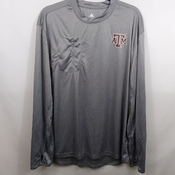adidas Other - Adidas Men's Aggies Crewneck Front Zipper Pocket ATM Long Sleeve T Shirt XL